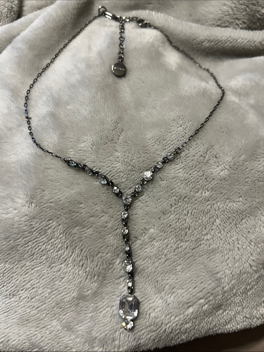 Givenchy Crystal Drop Lariat Y-Style Necklace - Silver Tone